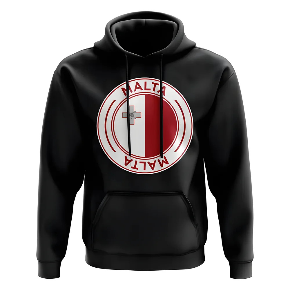 Malta Football Badge Hoodie (Black) Polyester Uksoccershop Men's Black Large