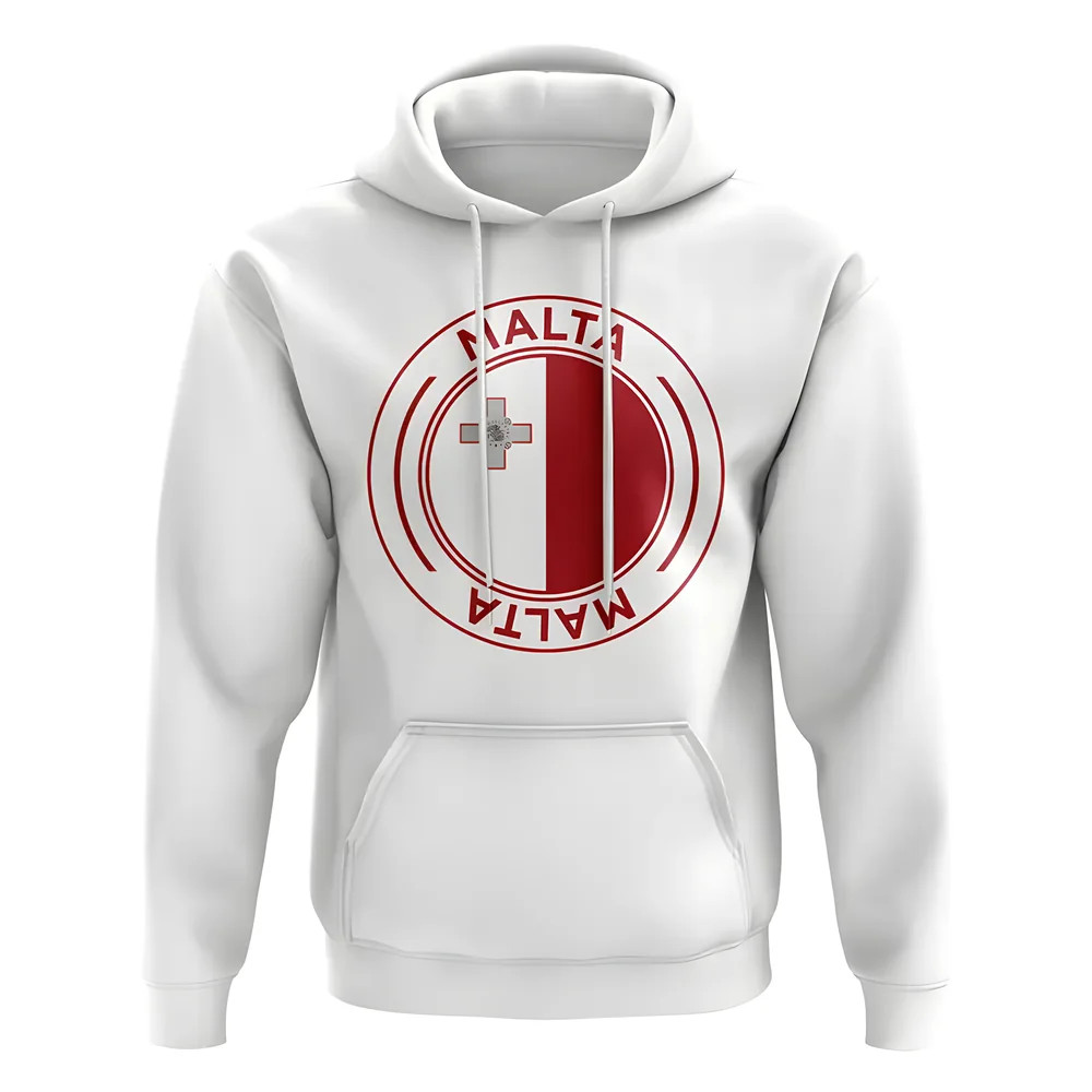 Malta Football Badge Hoodie (White) Polyester Uksoccershop Men's White Large