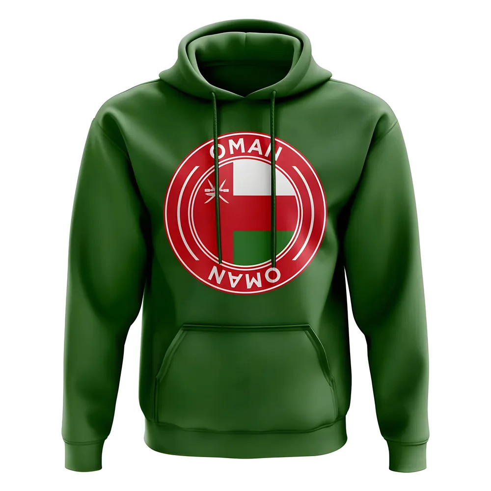 Oman Football Badge Hoodie (Green) Polyester Uksoccershop Men's Green Large