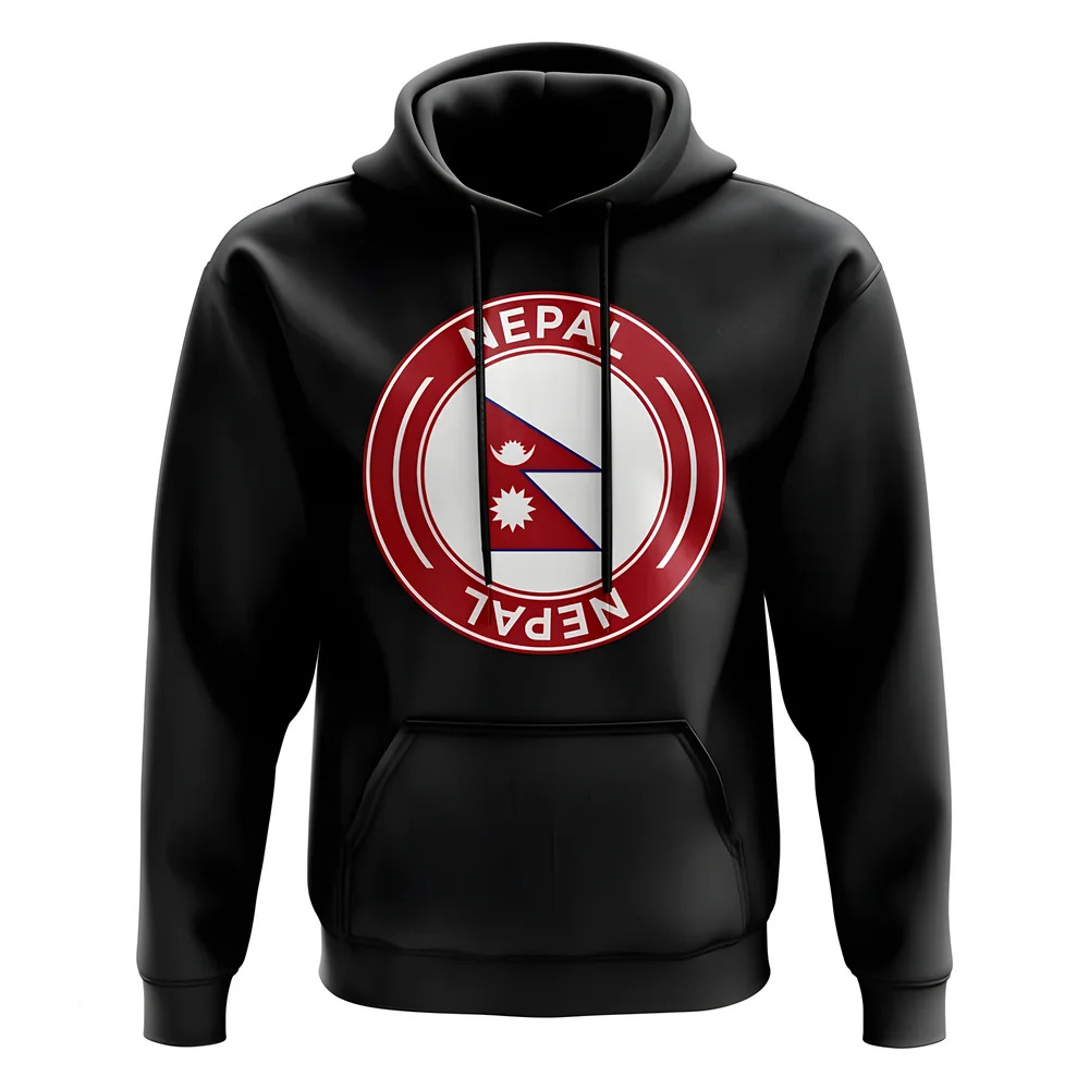 Nepal Football Badge Hoodie (Black) Polyester Uksoccershop Men's Black Small
