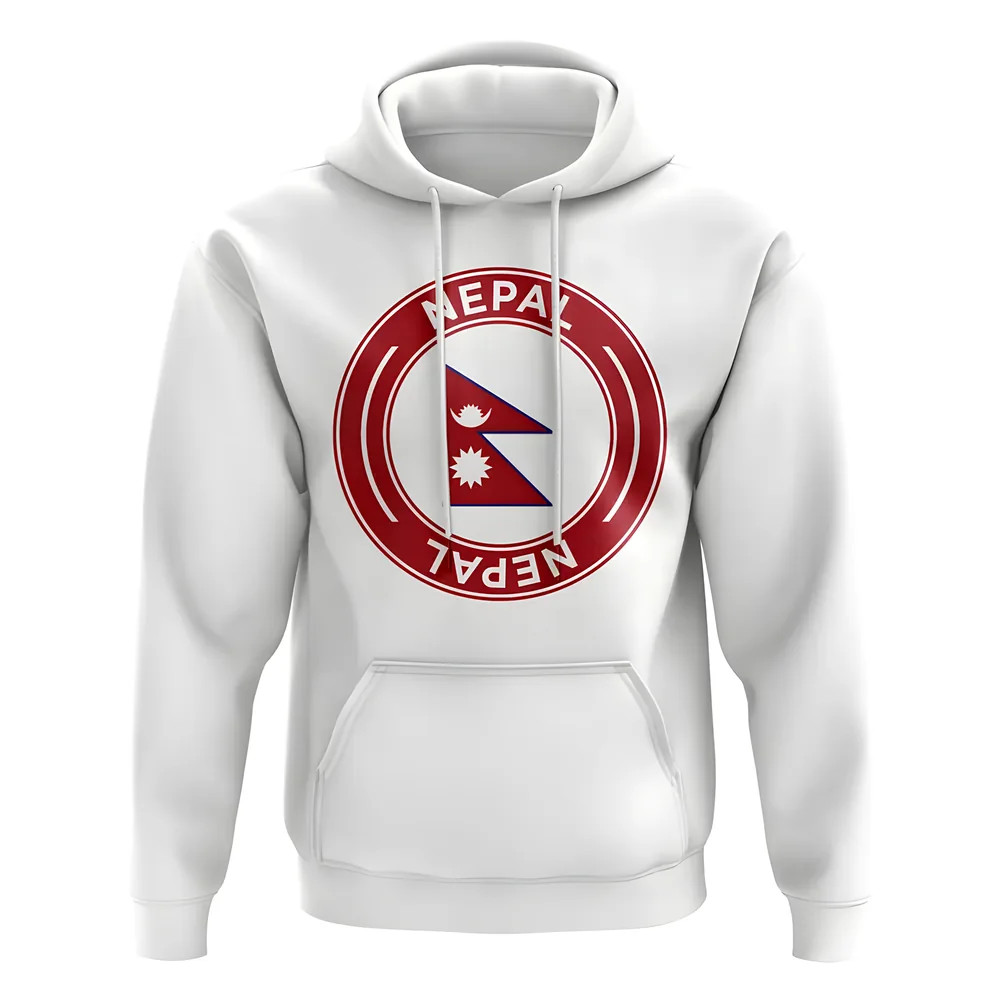 Nepal Football Badge Hoodie (White) Polyester Uksoccershop Men's White Small