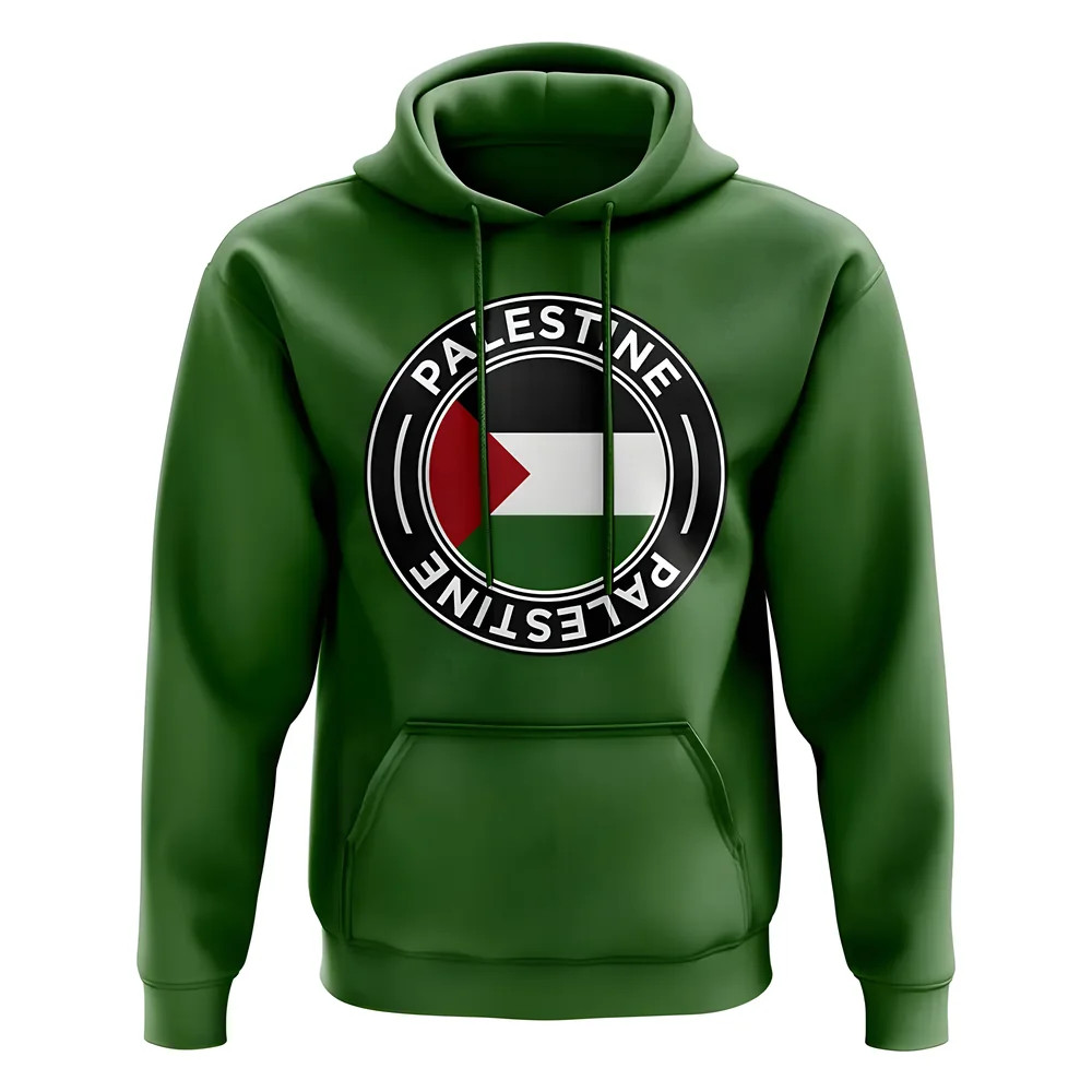Palestine Football Badge Hoodie (Green) Polyester Uksoccershop Men's Green Medium
