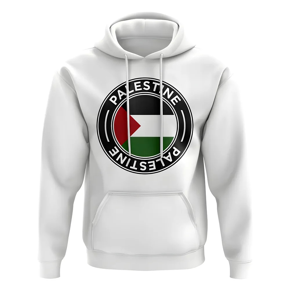 Palestine Football Badge Hoodie (White) Polyester Uksoccershop Men's White Medium
