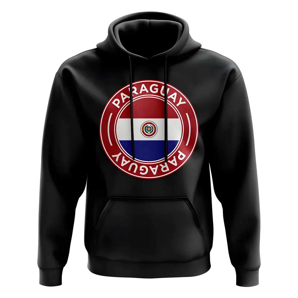 Paraguay Football Badge Hoodie (Black) Polyester Uksoccershop Men's Black Medium