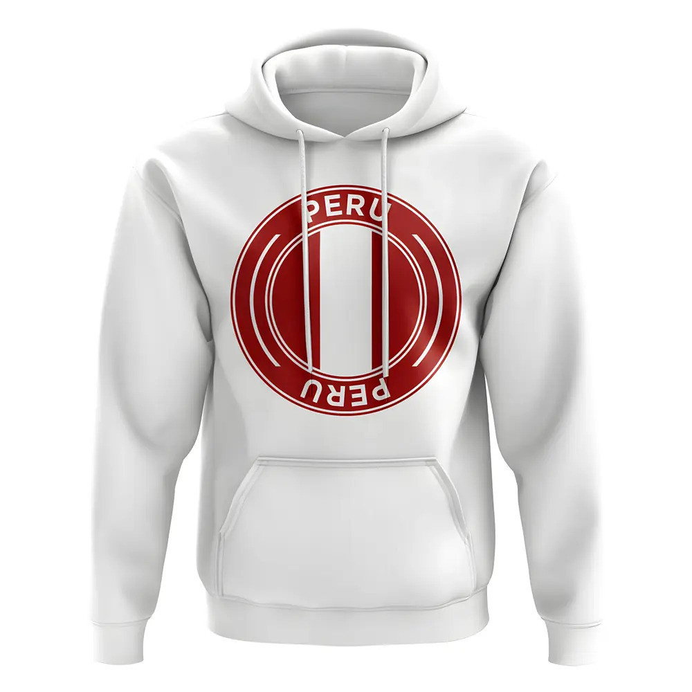 Peru Football Badge Hoodie (White) Polyester Uksoccershop Men's White Xxl