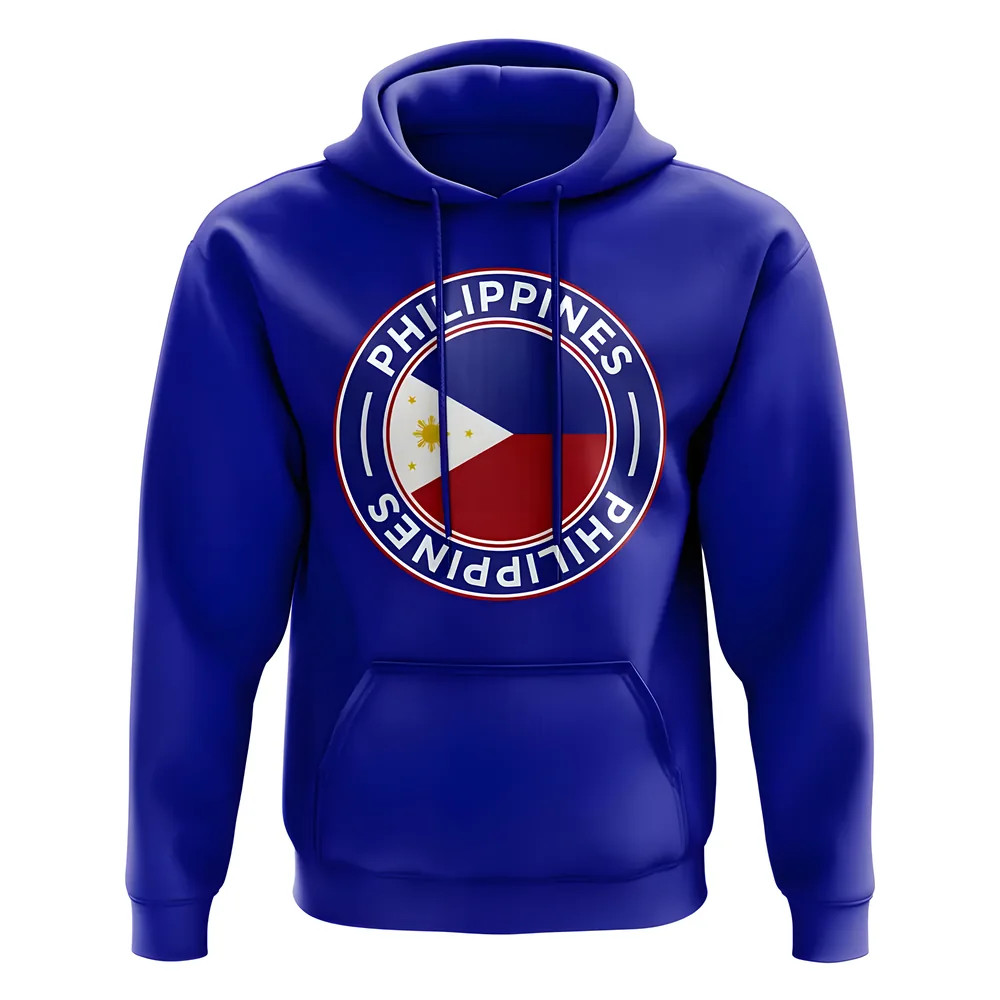 Philippines Football Badge Hoodie (Royal) Polyester Uksoccershop Men's Blue Xxl