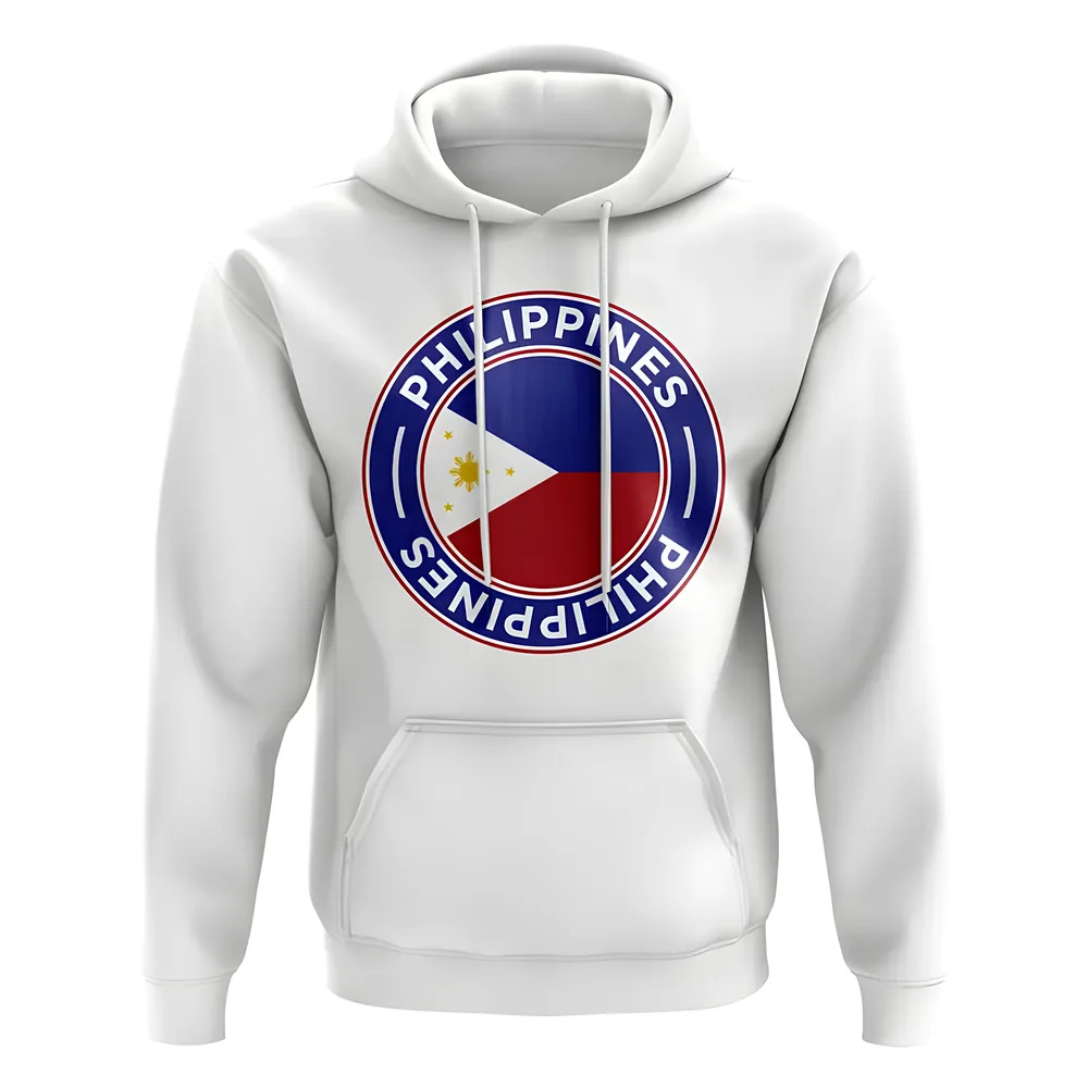 Philippines Football Badge Hoodie (White) Polyester Uksoccershop Men's White Medium