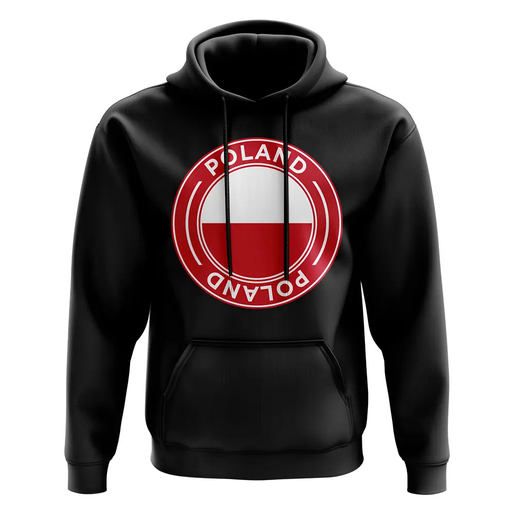 Poland Football Badge Hoodie (Black) Polyester Uksoccershop Men's Black Large