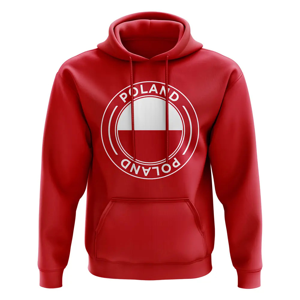 Poland Football Badge Hoodie (Red) Polyester Uksoccershop Men's Red Medium