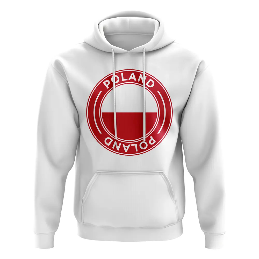 Poland Football Badge Hoodie (White) Polyester Uksoccershop Men's White Small