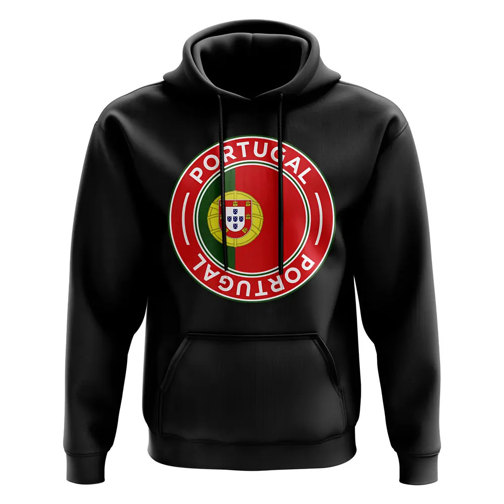 Portugal Football Badge Hoodie (Black) Polyester Uksoccershop Men's Black Medium