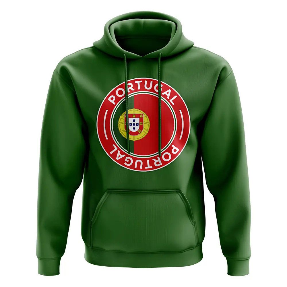 Portugal Football Badge Hoodie (Green) Polyester Uksoccershop Men's Green Medium