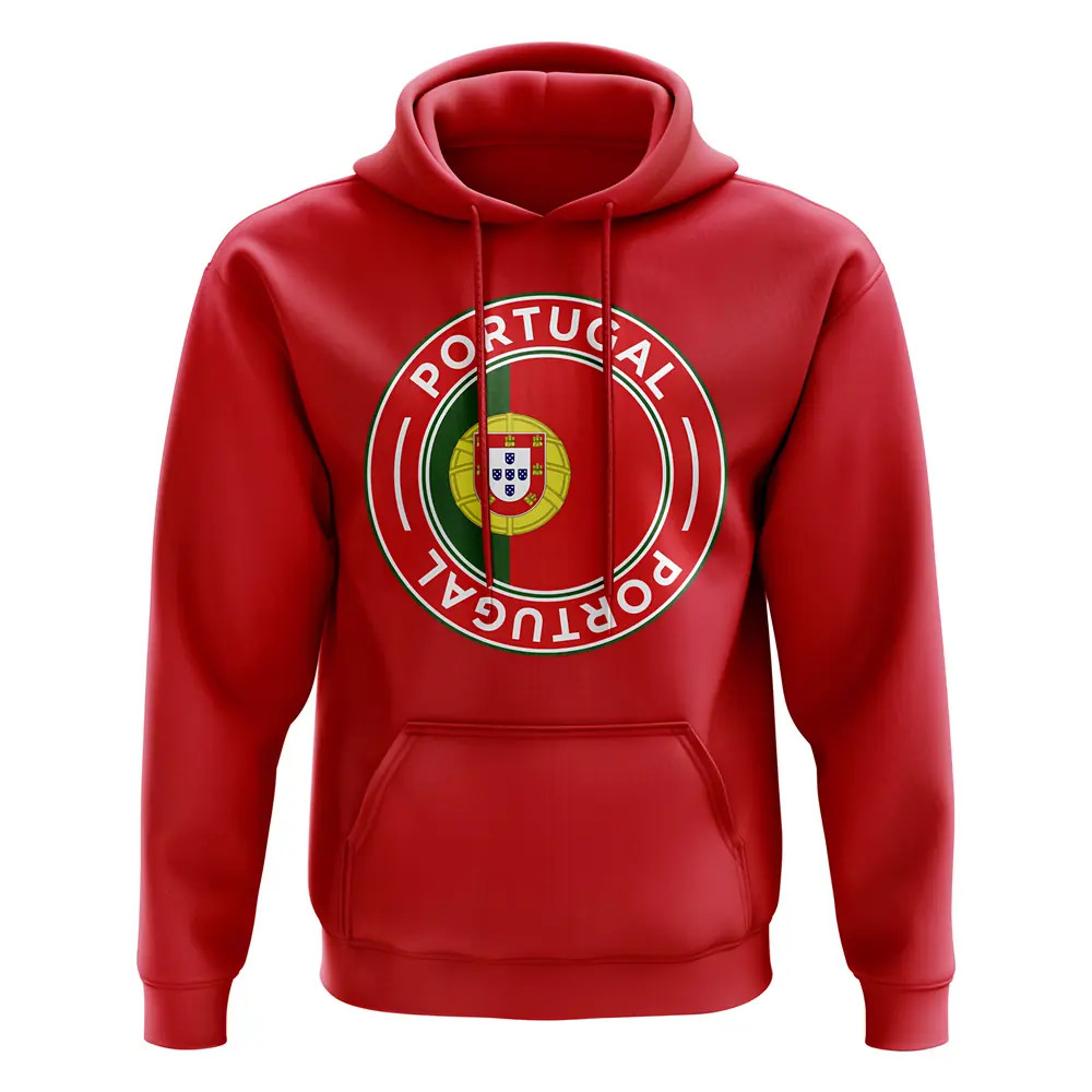 Portugal Football Badge Hoodie (Red) Polyester Uksoccershop Men's Red Medium