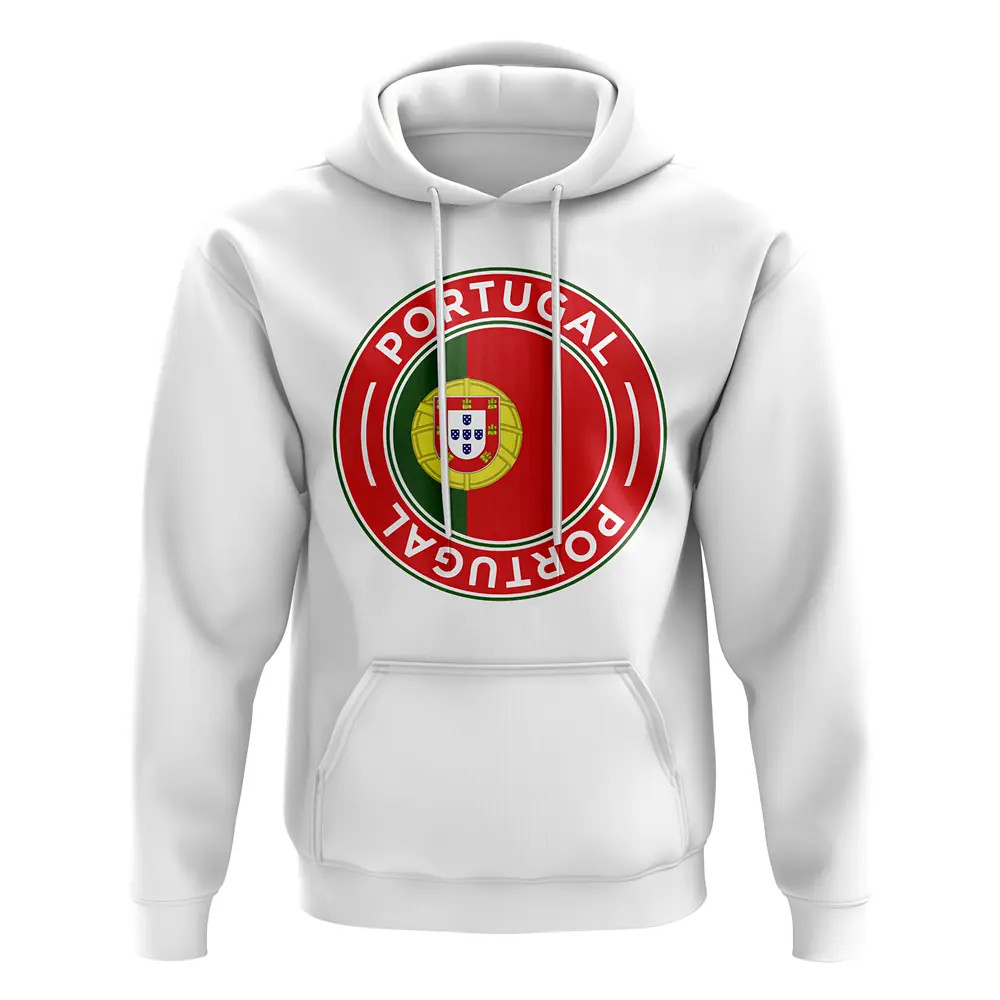 Portugal Football Badge Hoodie (White) Polyester Uksoccershop Men's White Medium