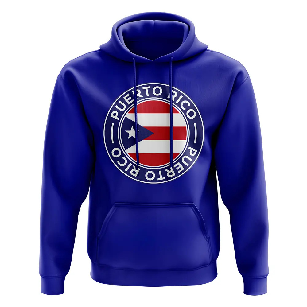 Puerto Rico Football Badge Hoodie (Royal) Polyester Uksoccershop Men's Blue Xxl