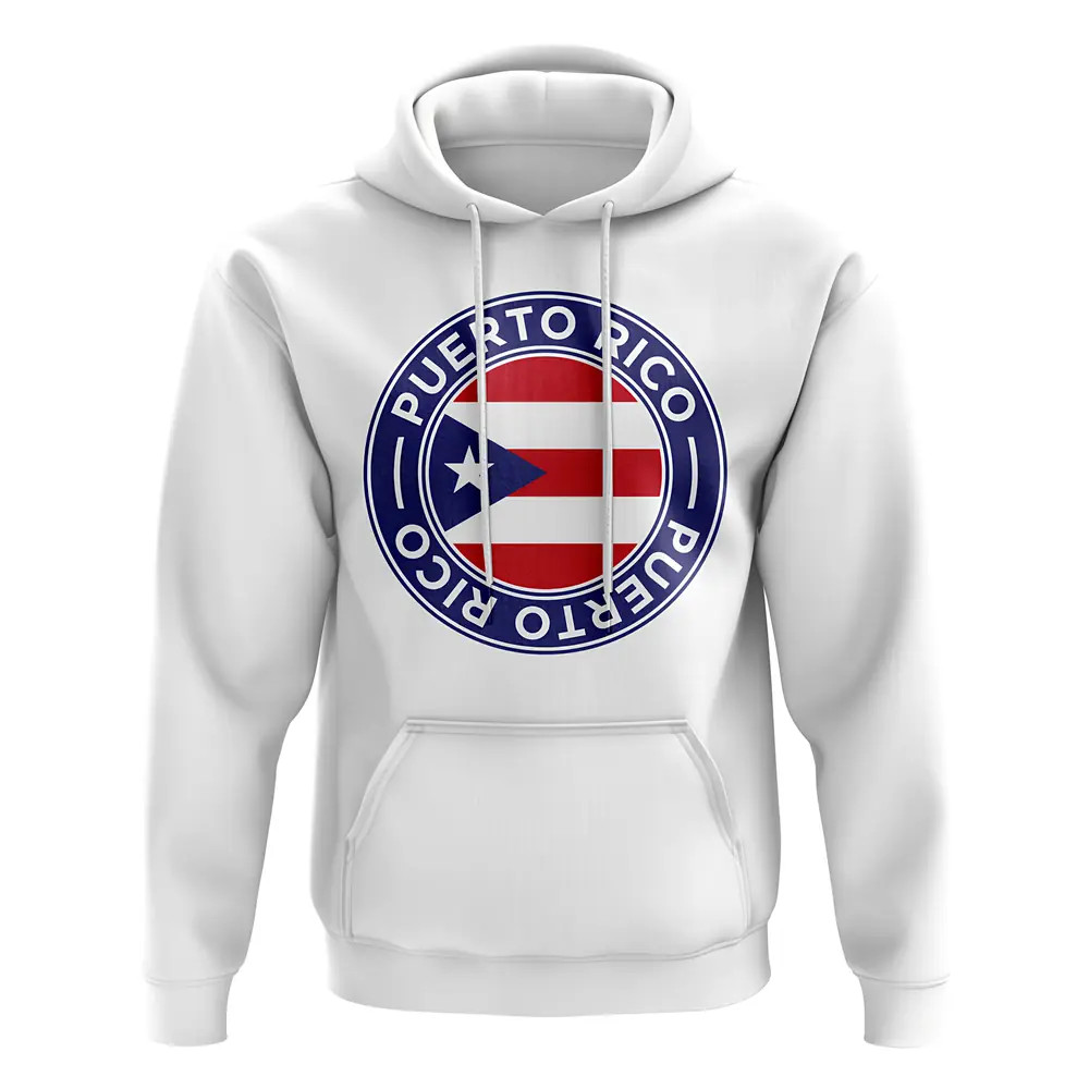 Puerto Rico Football Badge Hoodie (White) Polyester Uksoccershop Men's White Xxl