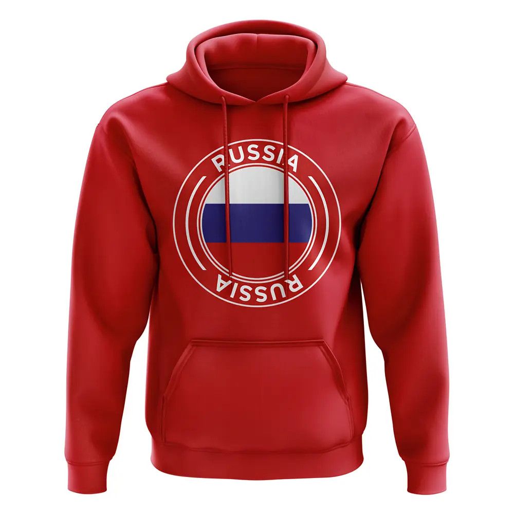 Russia Football Badge Hoodie (Red) Polyester Uksoccershop Men's Red Extra Large