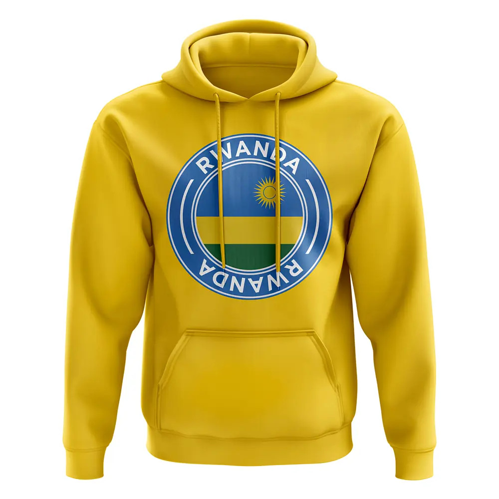 Rwanda Football Badge Hoodie (Yellow) Polyester Uksoccershop Men's Yellow Large