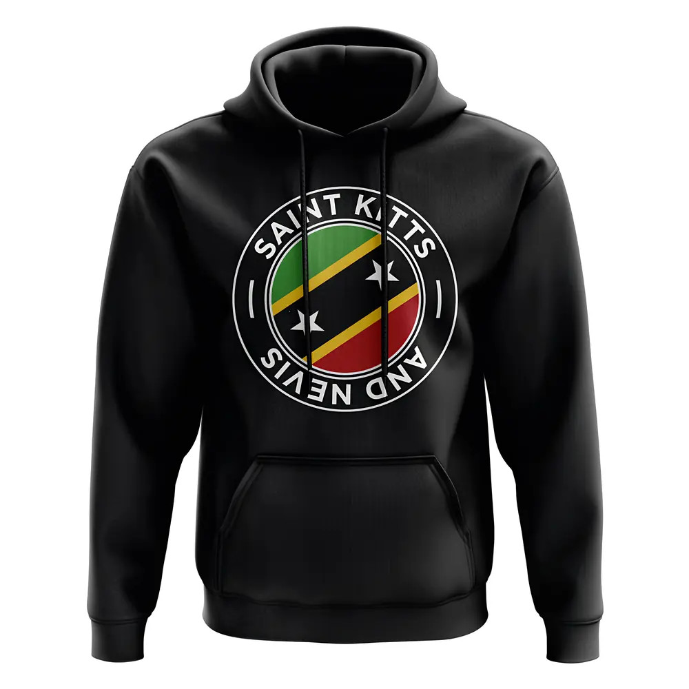Saint Kitts And Nevis Football Badge Hoodie (Black) Polyester Uksoccershop Men's Black Xxl
