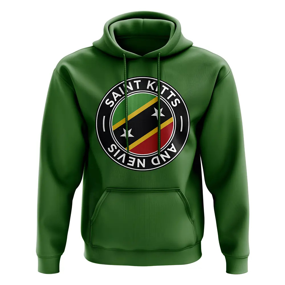 Saint Kitts And Nevis Football Badge Hoodie (Green) Polyester Uksoccershop Men's Green Medium