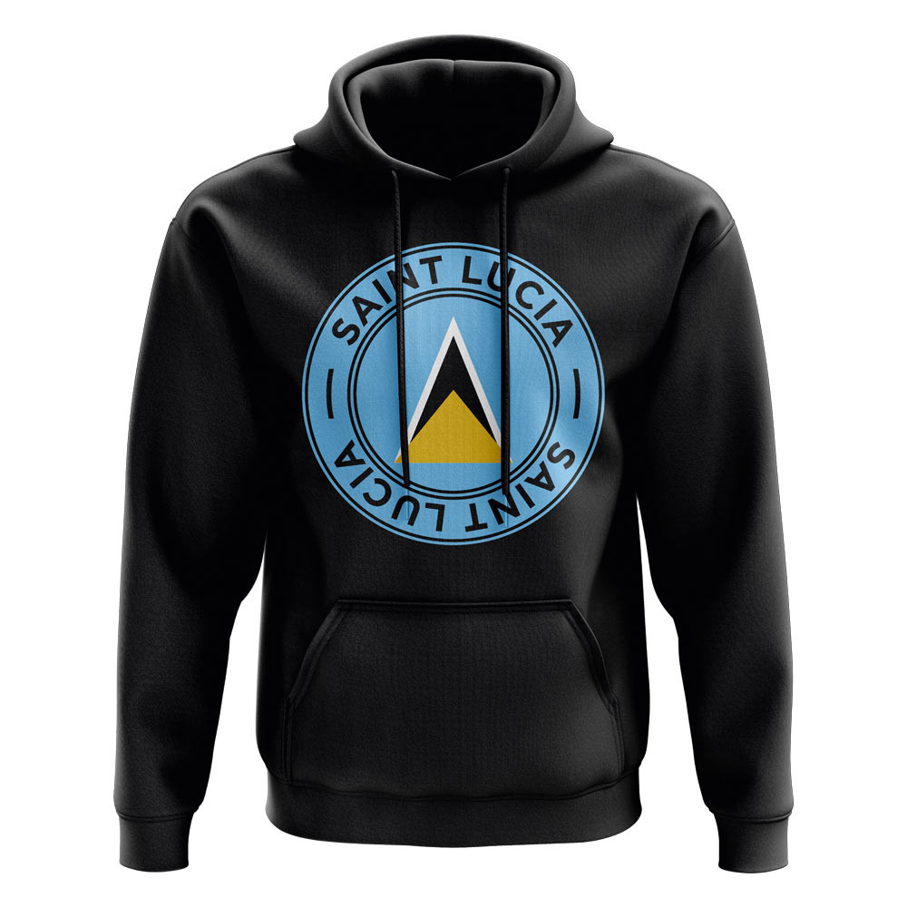 Saint Lucia Football Badge Hoodie (Black) Polyester St Lucia Uksoccershop Men's Black Extra Small