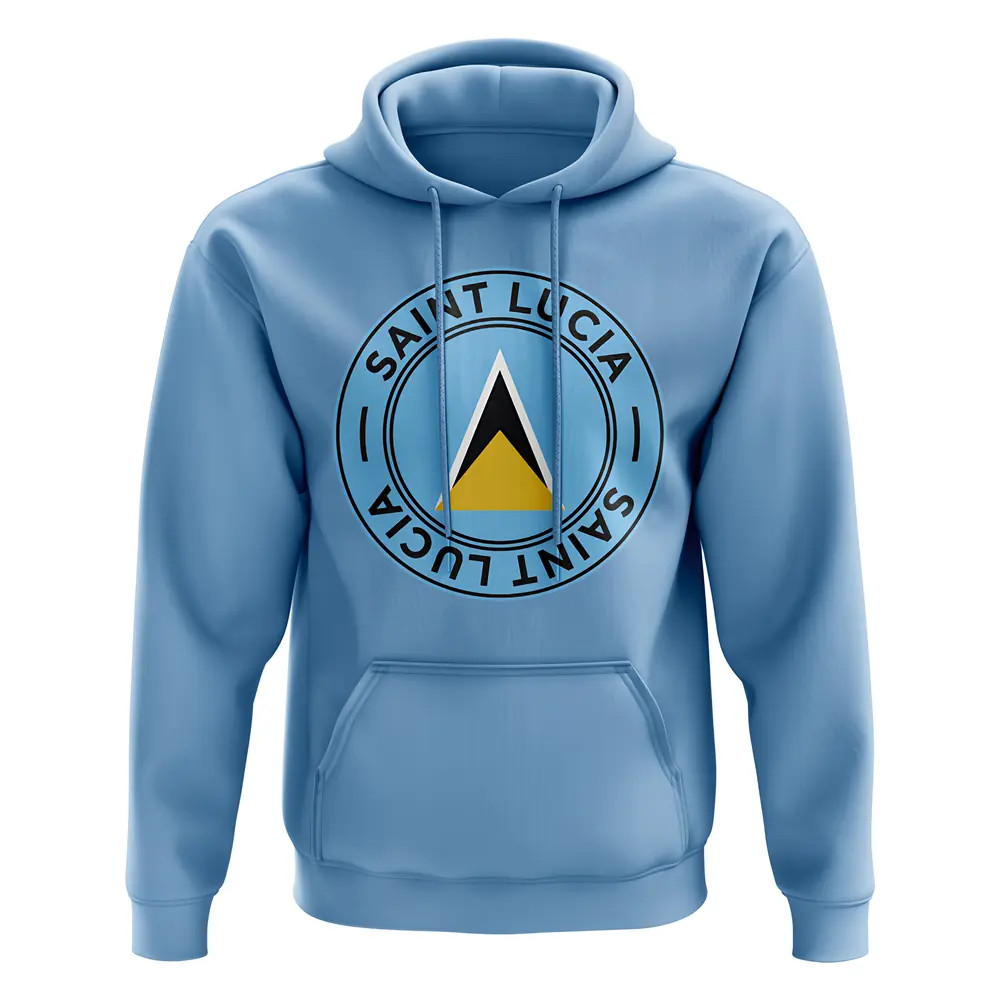 Saint Lucia Football Badge Hoodie (Sky) Polyester St Lucia Uksoccershop Men's Sky Small