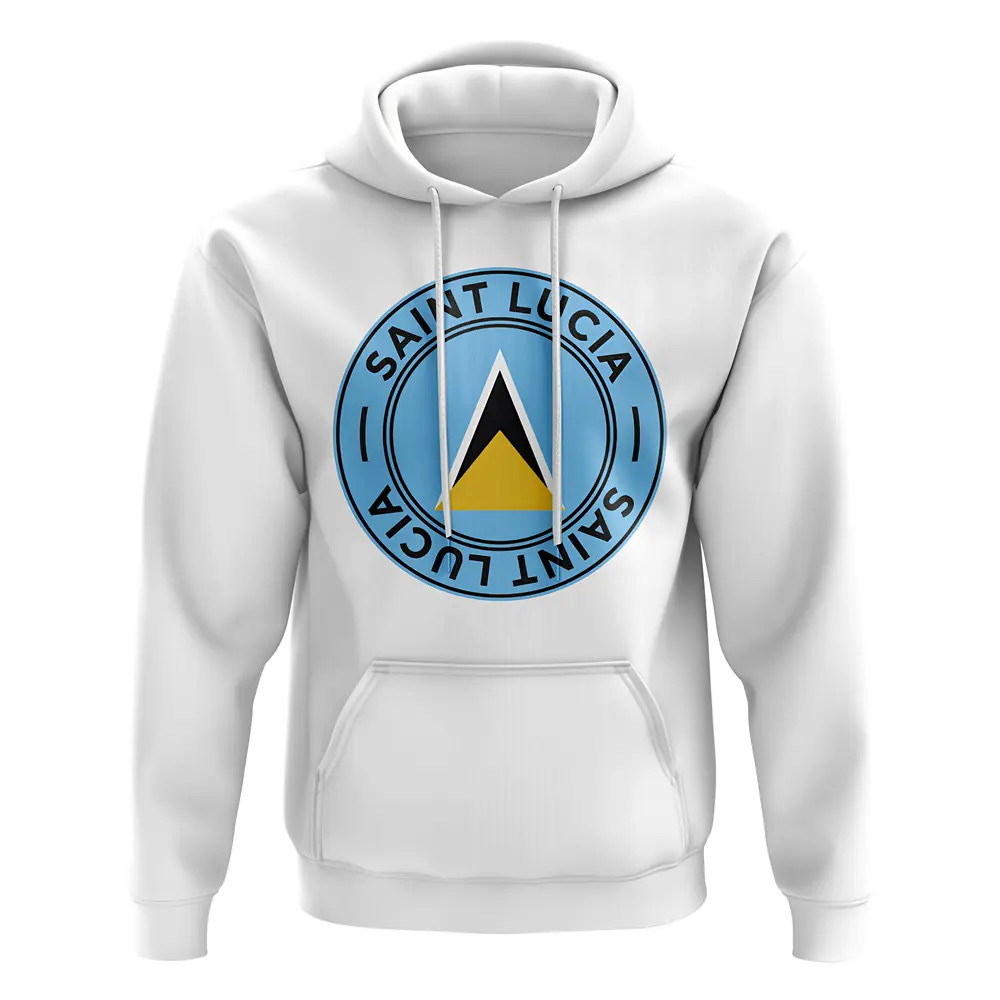 Saint Lucia Football Badge Hoodie (White) Polyester St Lucia Uksoccershop Men's White Extra Large