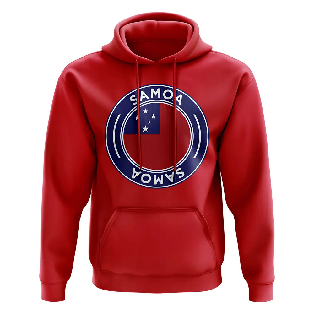 Samoa Football Badge Hoodie (Red) Polyester Uksoccershop Men's Red Large