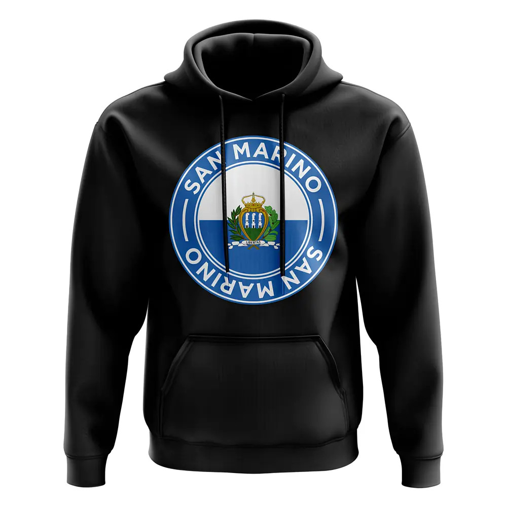 San Marino Football Badge Hoodie (Black) Polyester Uksoccershop Men's Black Medium