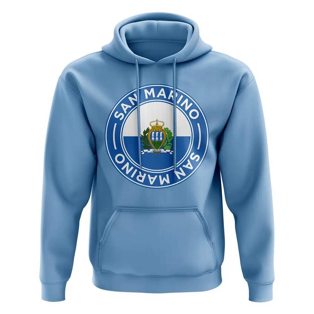 San Marino Football Badge Hoodie (Sky) Polyester Uksoccershop Men's Sky Medium
