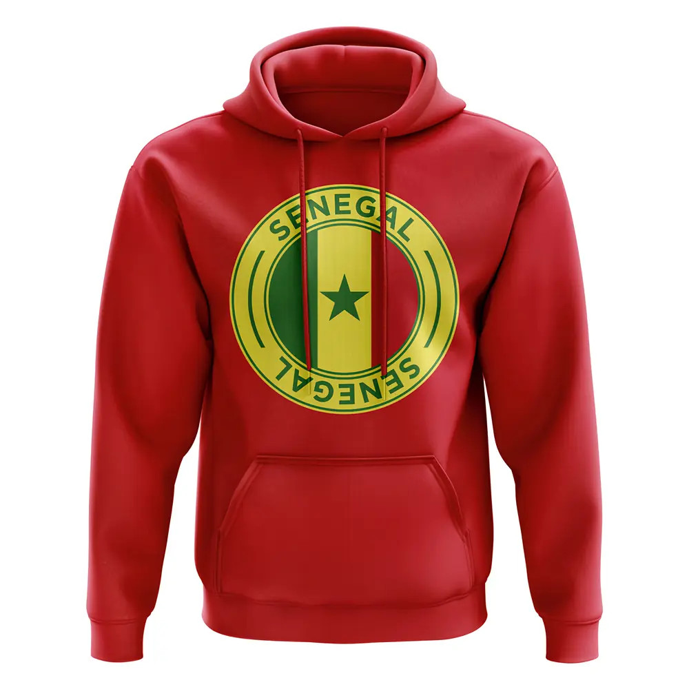 Senegal Football Badge Hoodie (Red) Polyester Uksoccershop Men's Red Medium