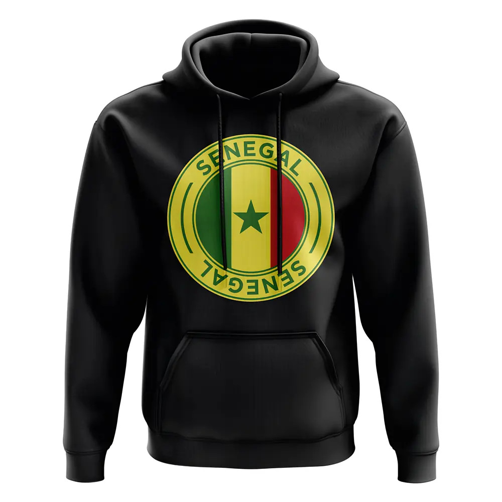 Senegal Football Badge Hoodie (Black) Polyester Uksoccershop Men's Black Medium