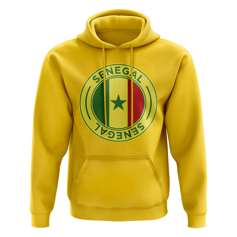 Senegal Football Badge Hoodie (Yellow) Polyester Uksoccershop Men's Yellow Extra Large
