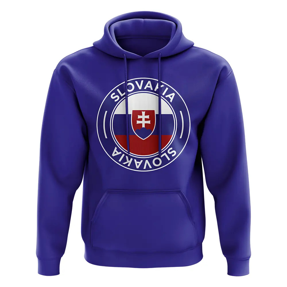 Slovakia Football Badge Hoodie (Royal) Polyester Uksoccershop Men's Blue Large