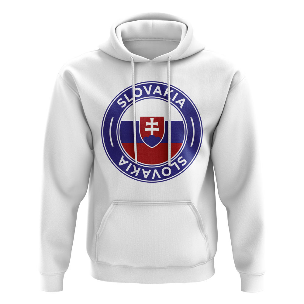 Slovakia Football Badge Hoodie (White) Polyester Uksoccershop Men's White Extra Small
