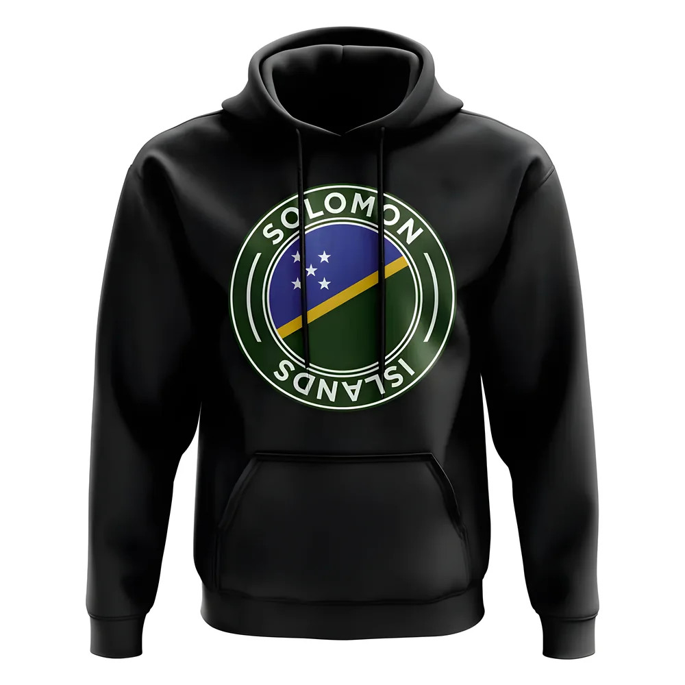 Solomon Islands Football Badge Hoodie (Black) Polyester Cook Islands Uksoccershop Men's Black Small