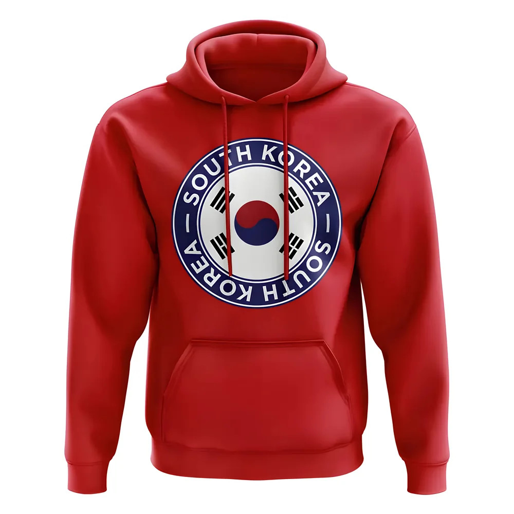 South Korea Football Badge Hoodie (Red) Polyester Uksoccershop Men's Red Xxl