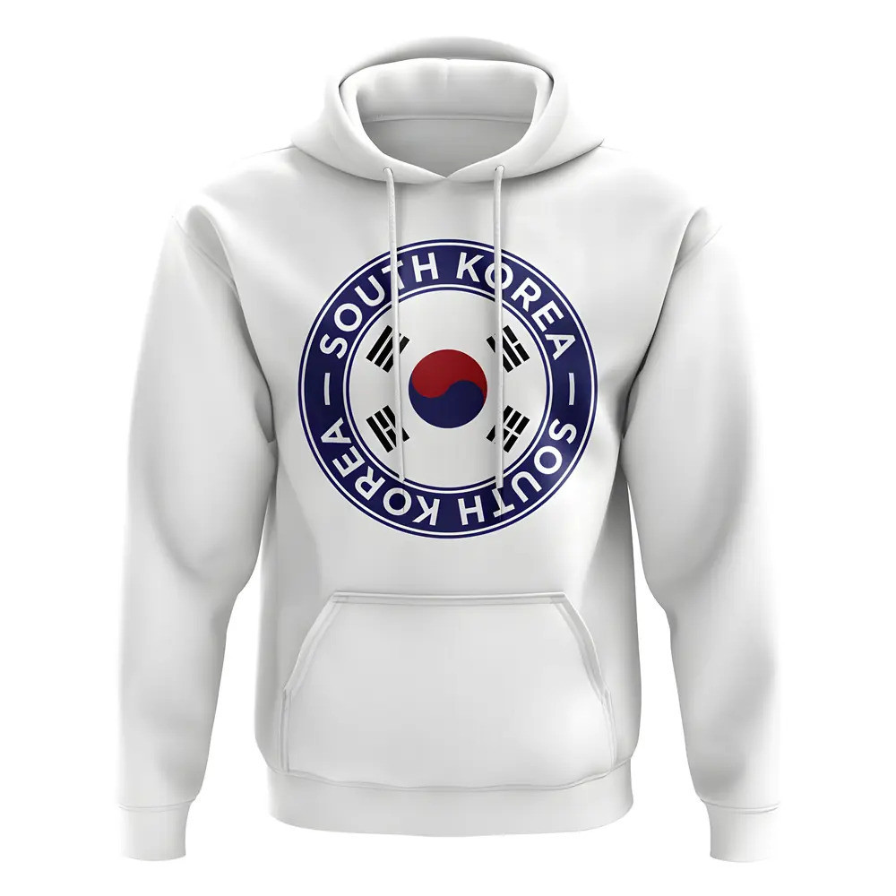 South Korea Football Badge Hoodie (White) Polyester Uksoccershop Men's White Xxl