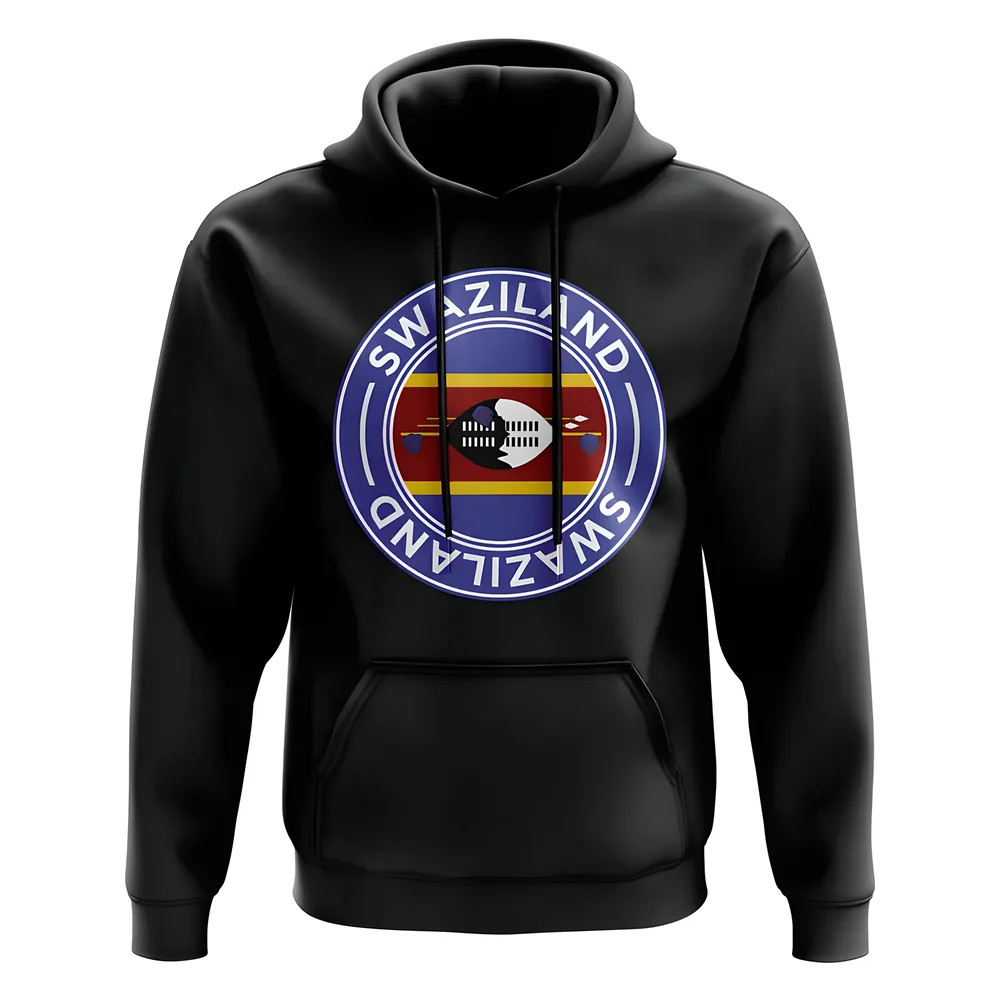 Swaziland Football Badge Hoodie (Black) Polyester Uksoccershop Men's Black Medium