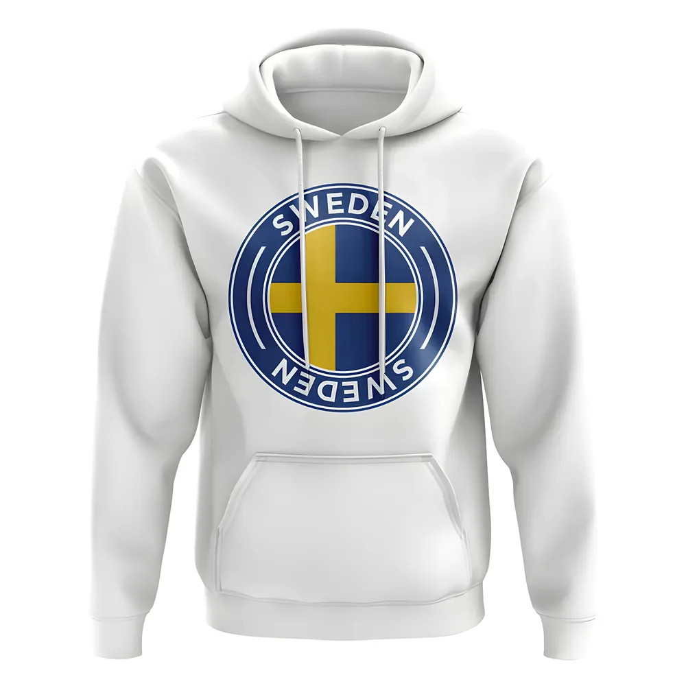 Sweden Football Badge Hoodie (White) Polyester Uksoccershop Men's White Medium