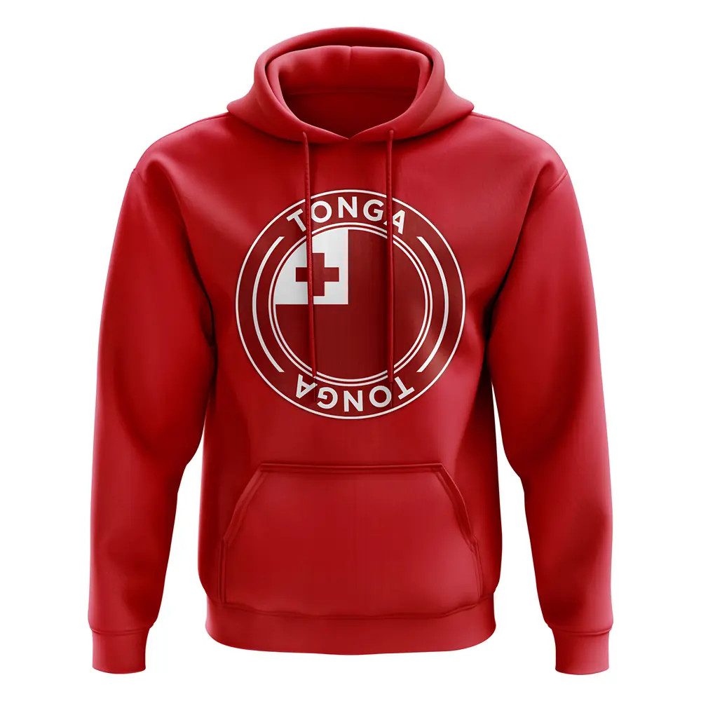 Tonga Football Badge Hoodie (Red) Polyester Uksoccershop Men's Red Xxl