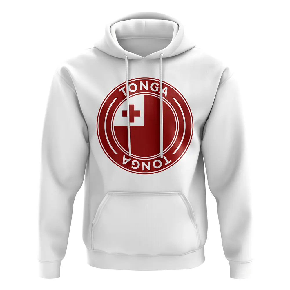 Tonga Football Badge Hoodie (White) Polyester Uksoccershop Men's White Xxl