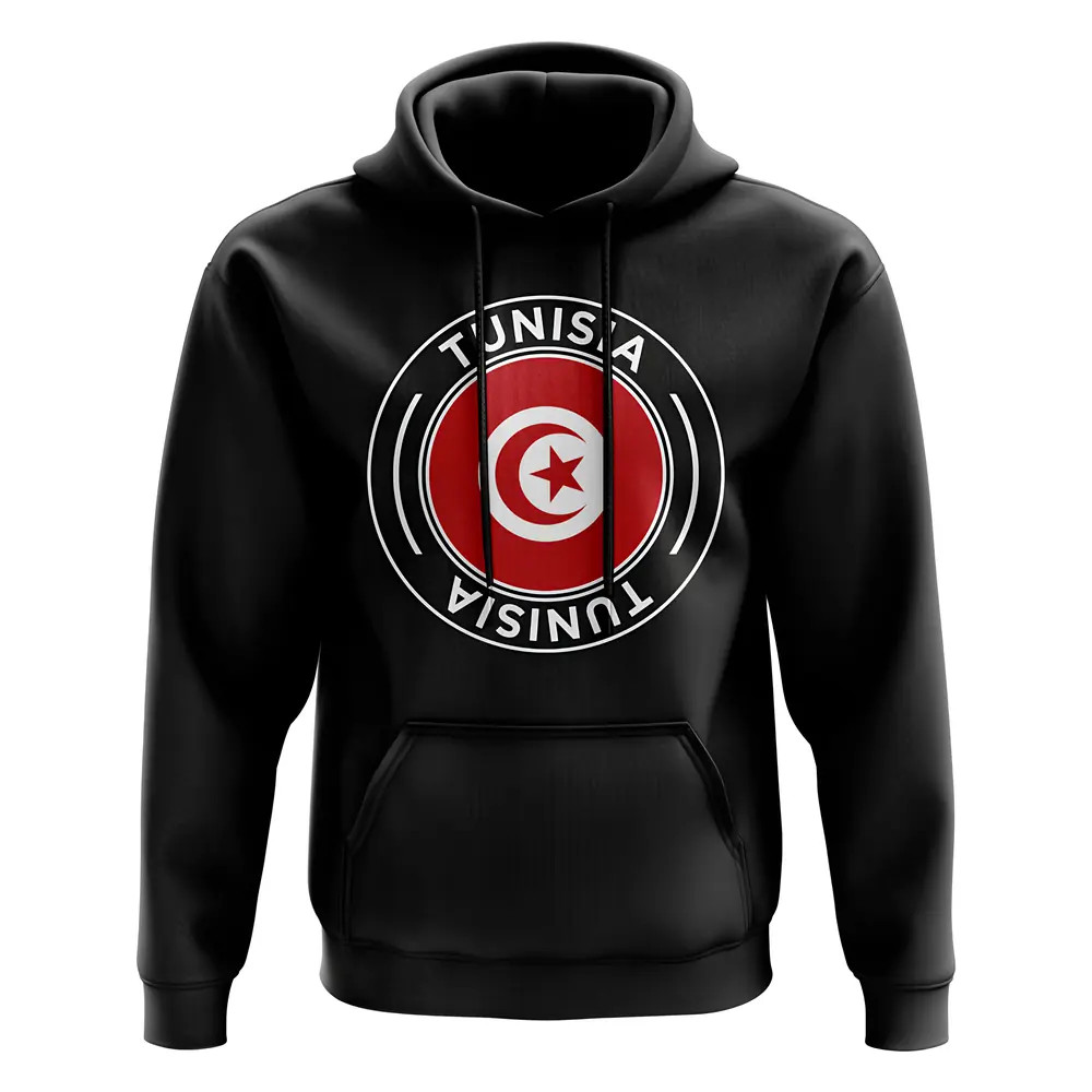 Click to view product details and reviews for Tunisia Football Badge Hoodie Black.