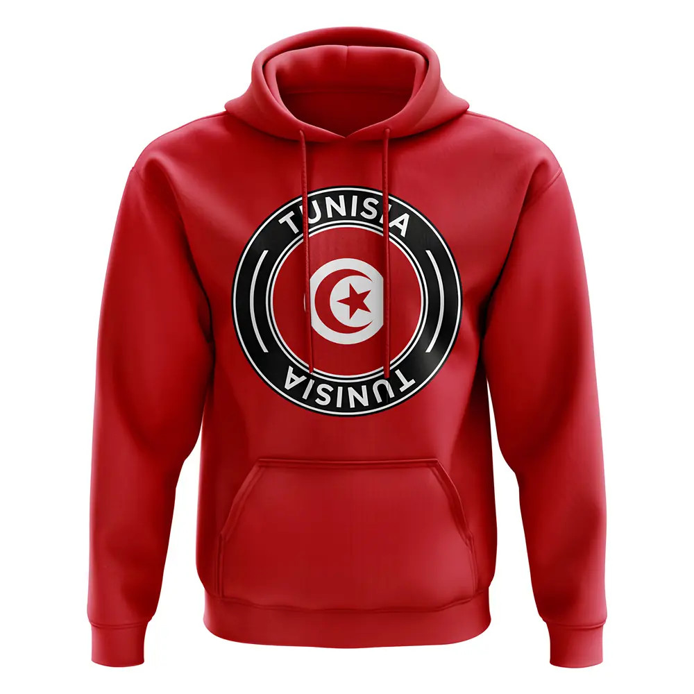Click to view product details and reviews for Tunisia Football Badge Hoodie Red.