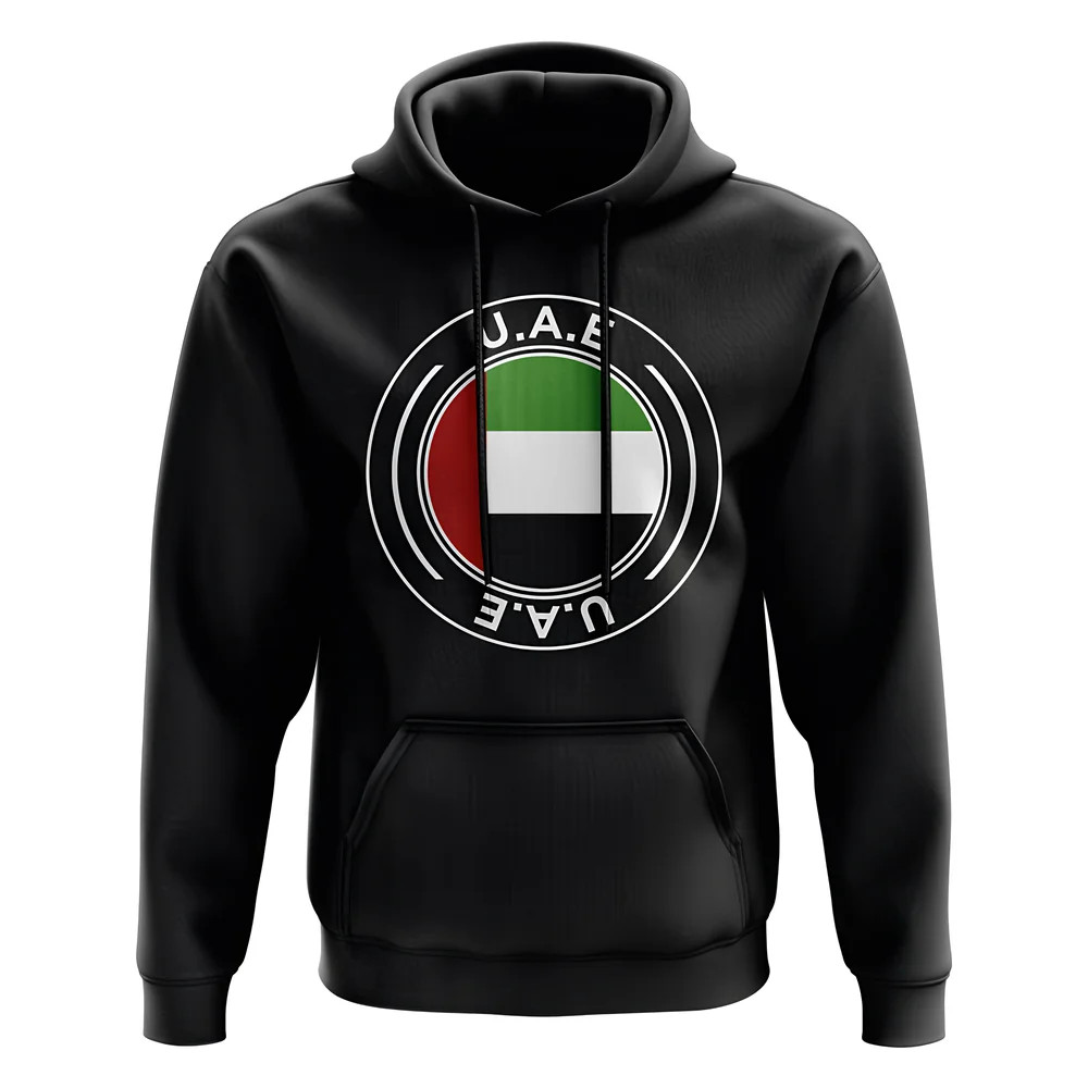 Uae Football Badge Hoodie (Black) Polyester United Arab Emirates Uksoccershop Men's Black Large