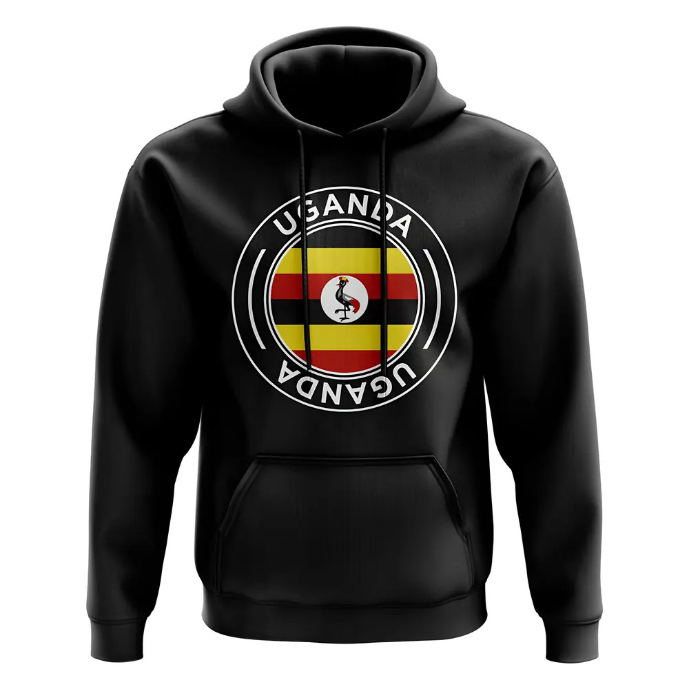 Uganda Football Badge Hoodie (Black) Polyester Uksoccershop Men's Black Extra Large