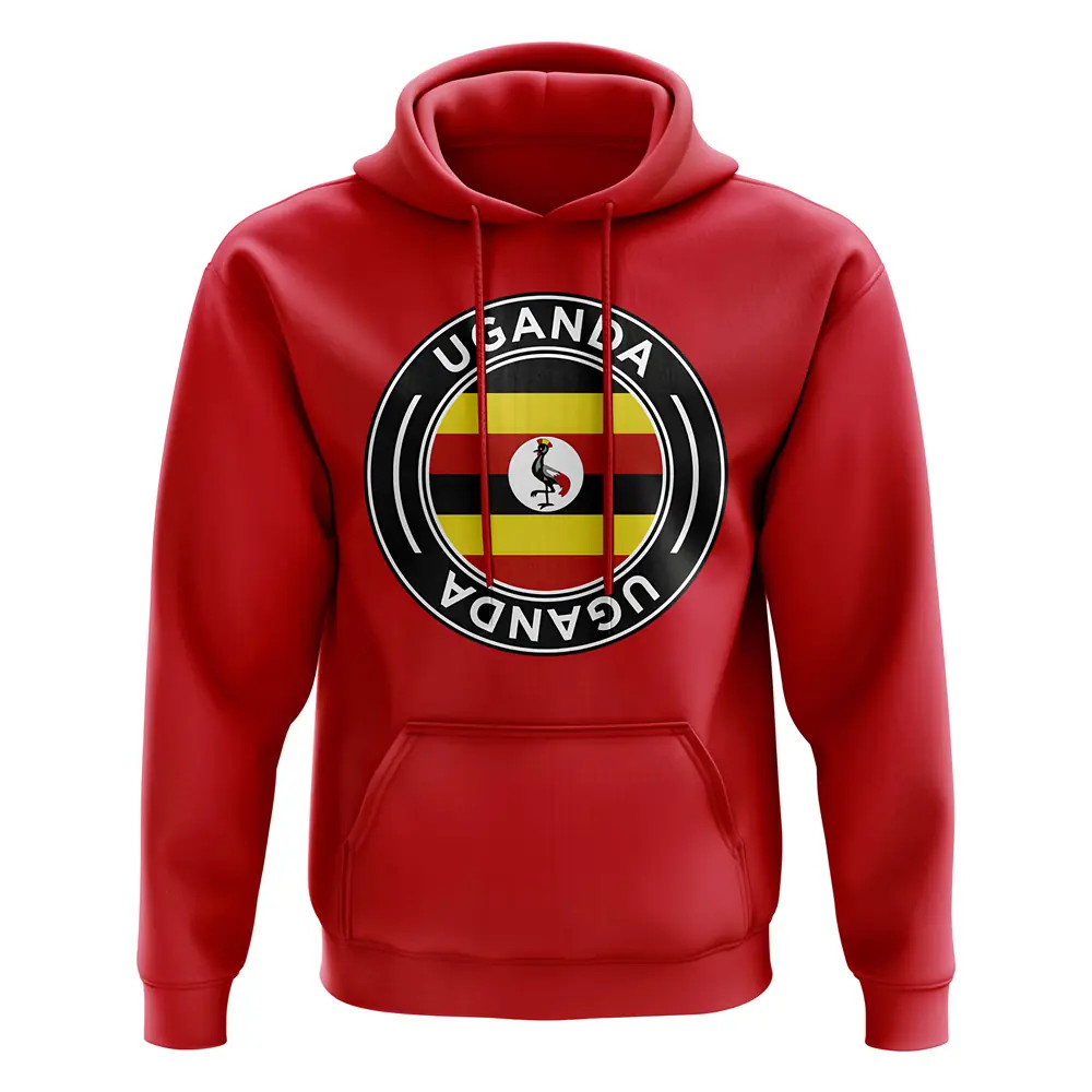 Uganda Football Badge Hoodie (Red) Polyester Uksoccershop Men's Red Extra Large