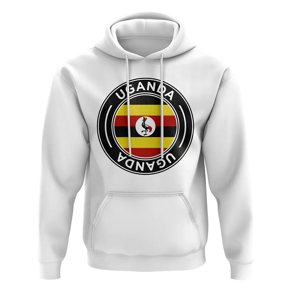 Uganda Football Badge Hoodie (White) Polyester Uksoccershop Men's White Extra Large