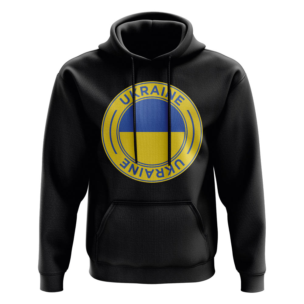 Click to view product details and reviews for Ukraine Football Badge Hoodie Black.