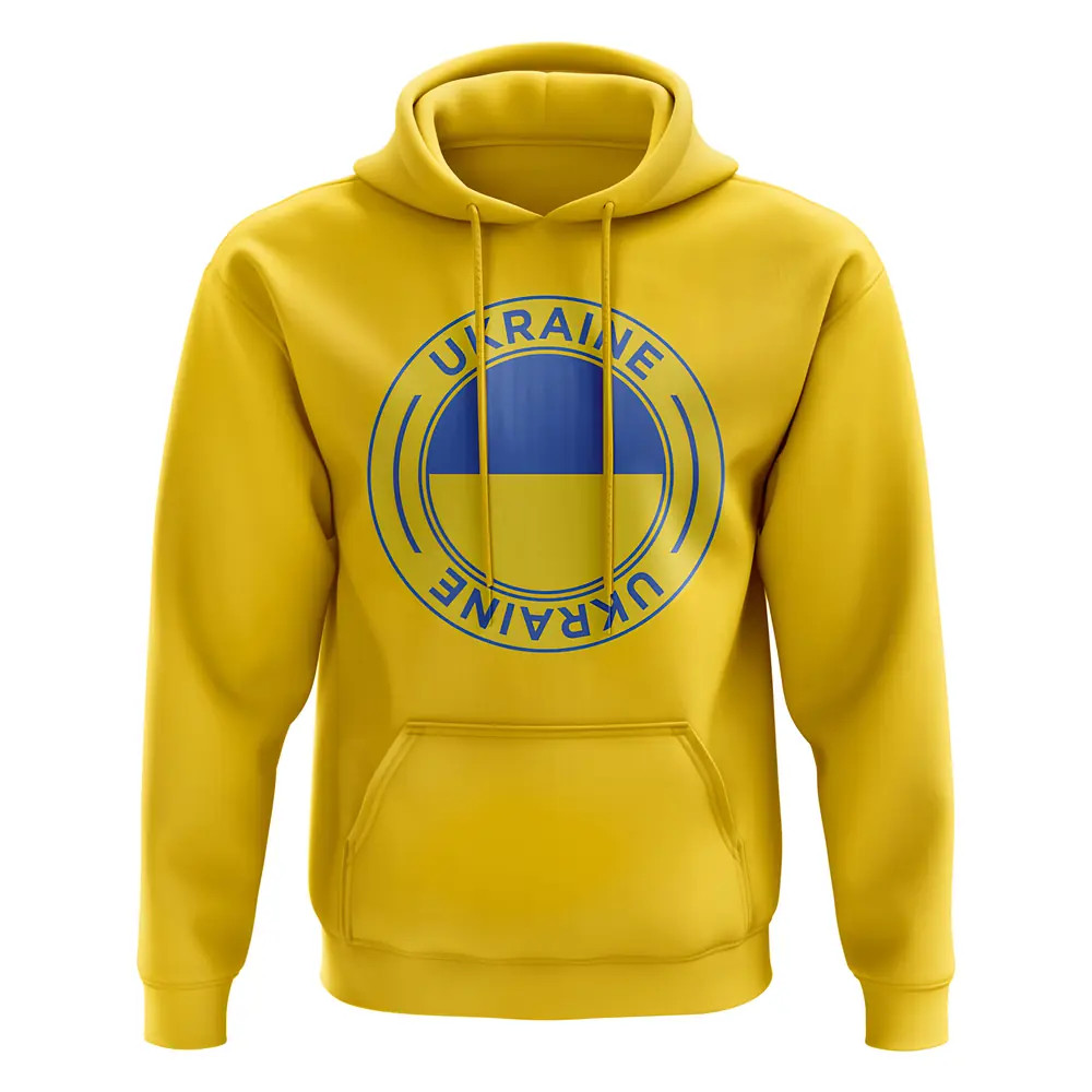 Ukraine Football Badge Hoodie (Yellow) Polyester Uksoccershop Men's Yellow Small